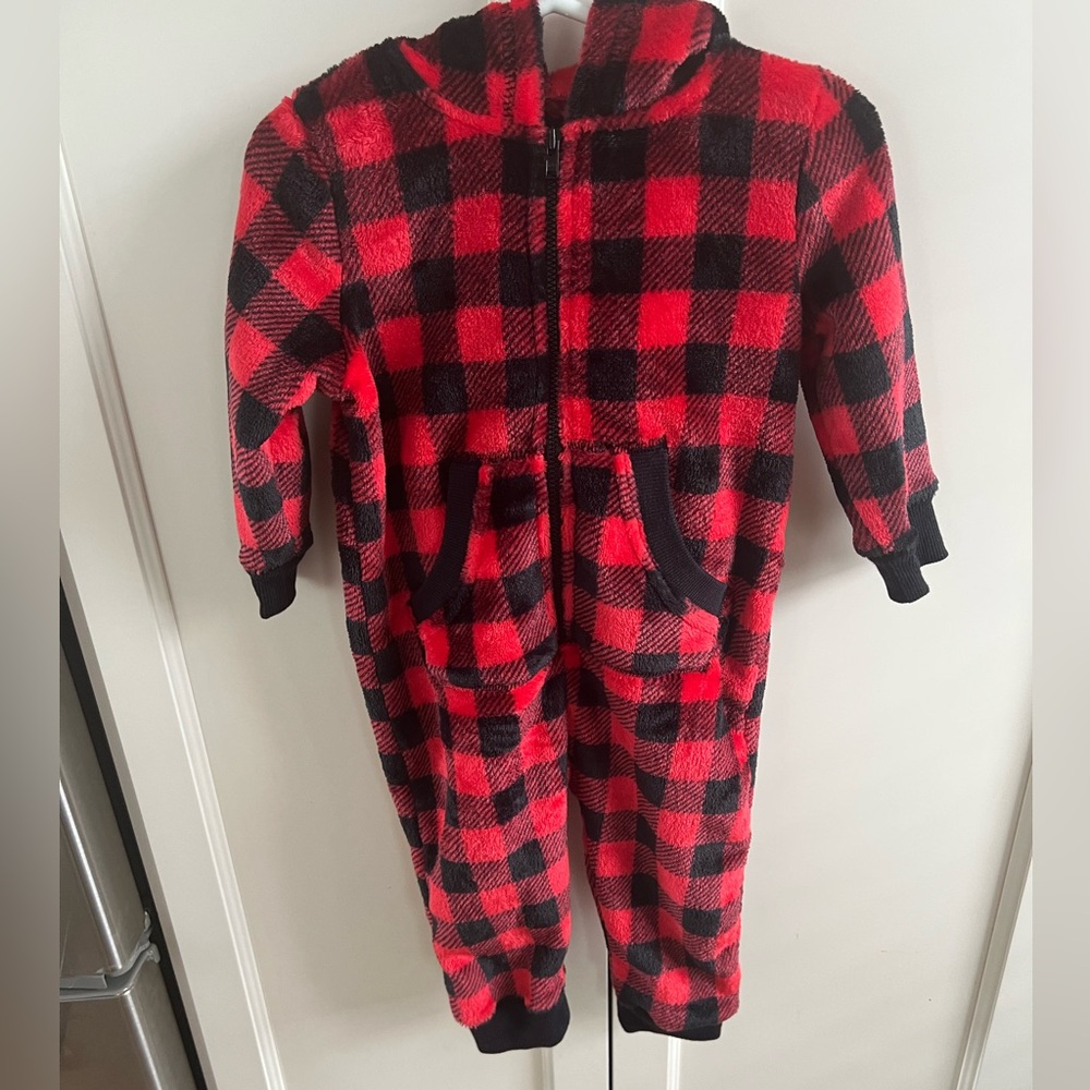 Little blue house Red and Black Plaid Onesie 12-18m
